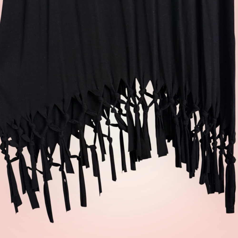 LASCANA for Venus Fringe Hem Beach Dress Women’s Size 8 Black NWT - Picture 3 of 12